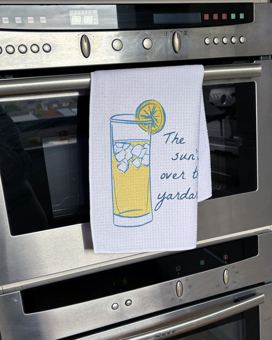 Suns over the yardarm, waffle tea towel