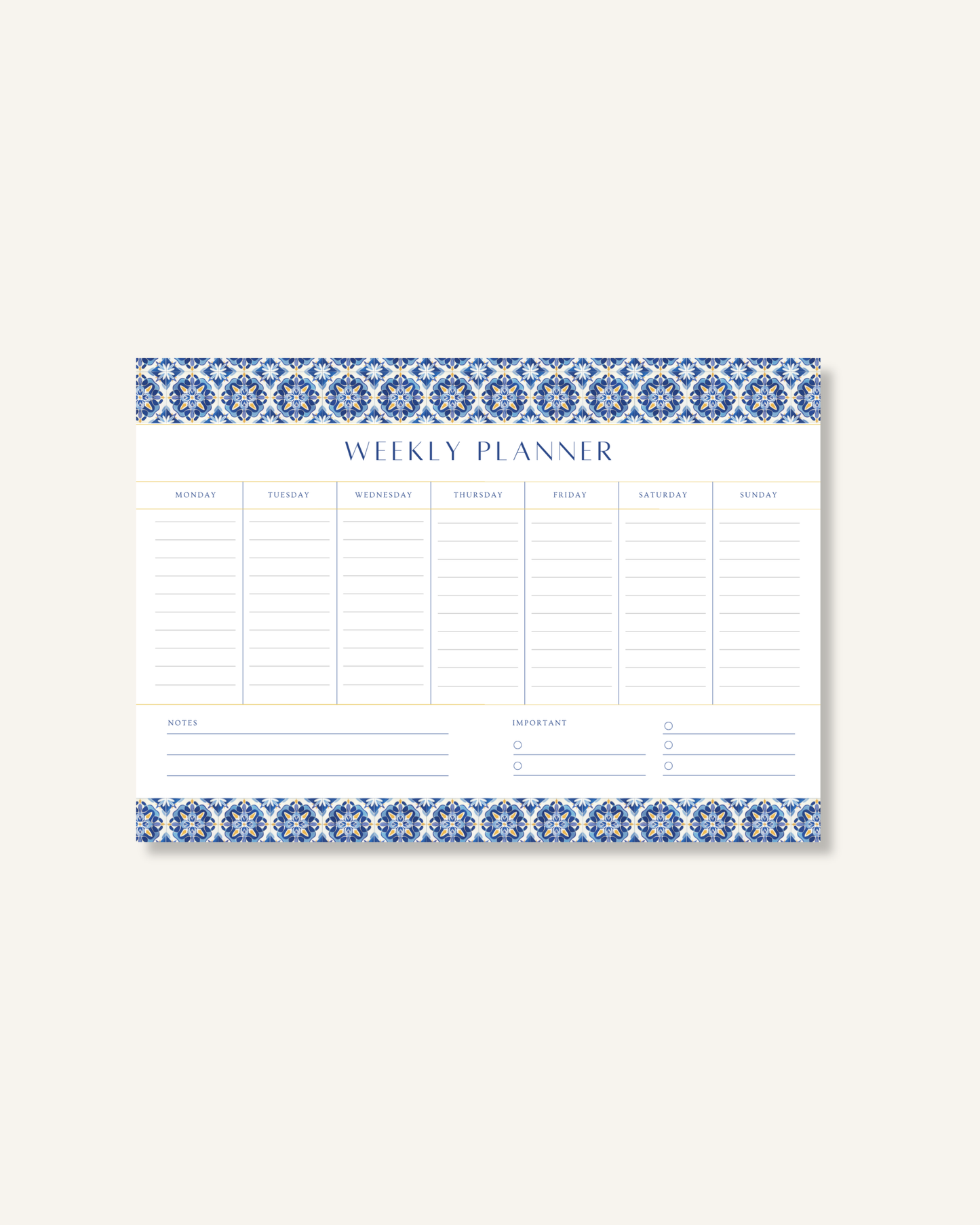 Weekly Planner - A5 Jotter Pad