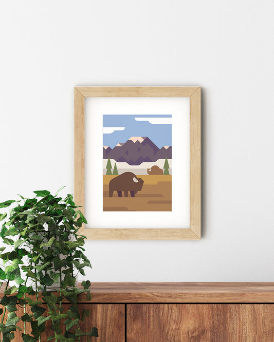 Bison, A4 Print