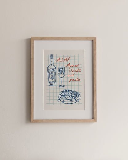 ASAP - Aperol spritz and Pasta, A4 Print