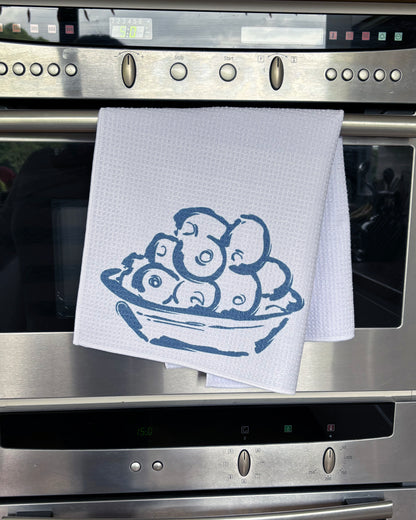 Olives, waffle tea towel