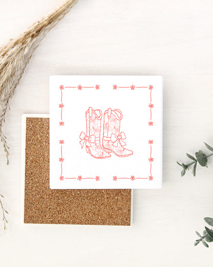 Cowboy Boots Ceramic Coaster