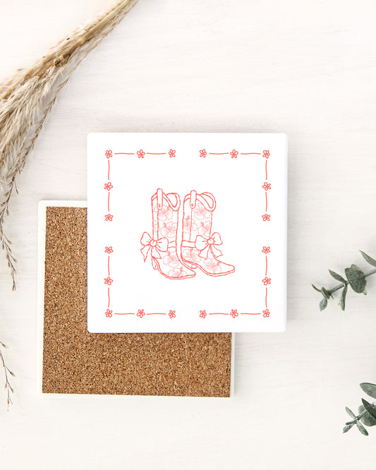Cowboy Boots Ceramic Coaster