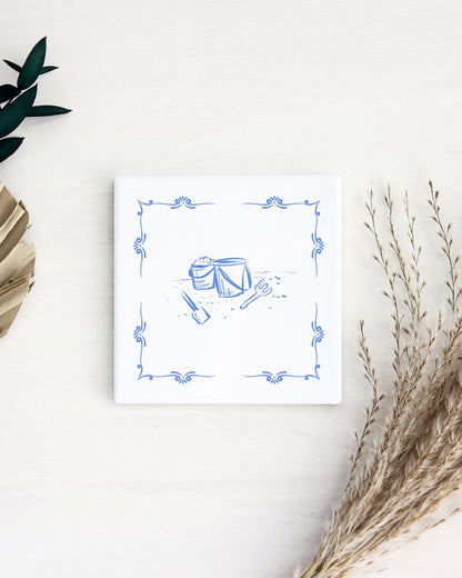 Building Sand Castles Ceramic Coaster