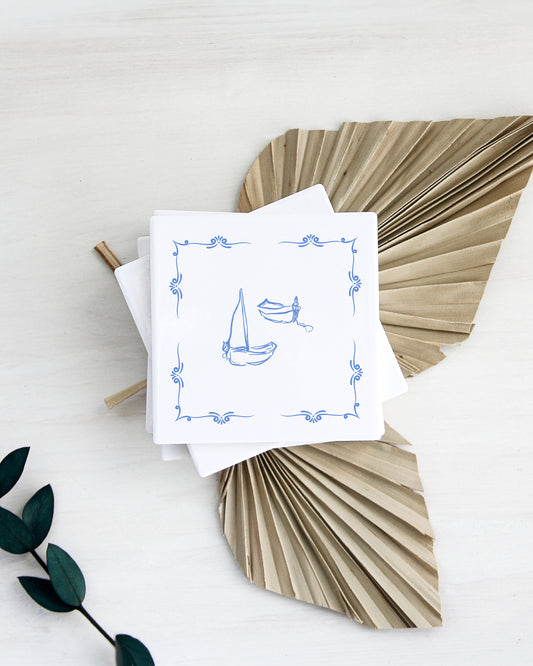 Little Boats Ceramic Coaster