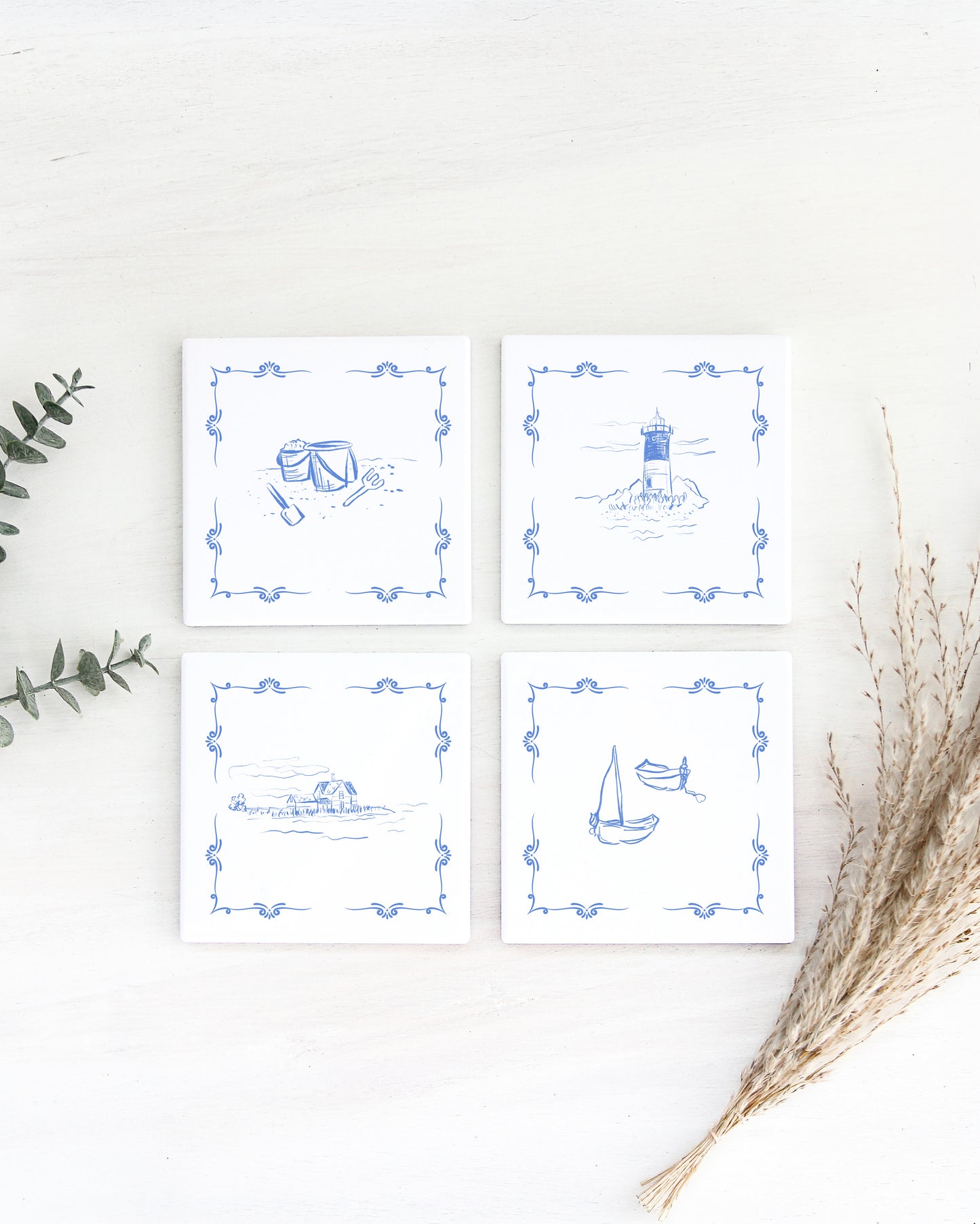 Little Boats Ceramic Coaster