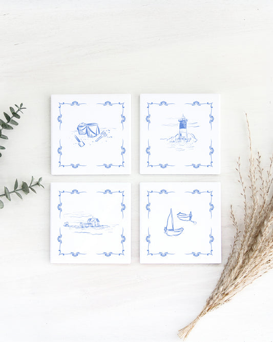 Little Boats Ceramic Coaster